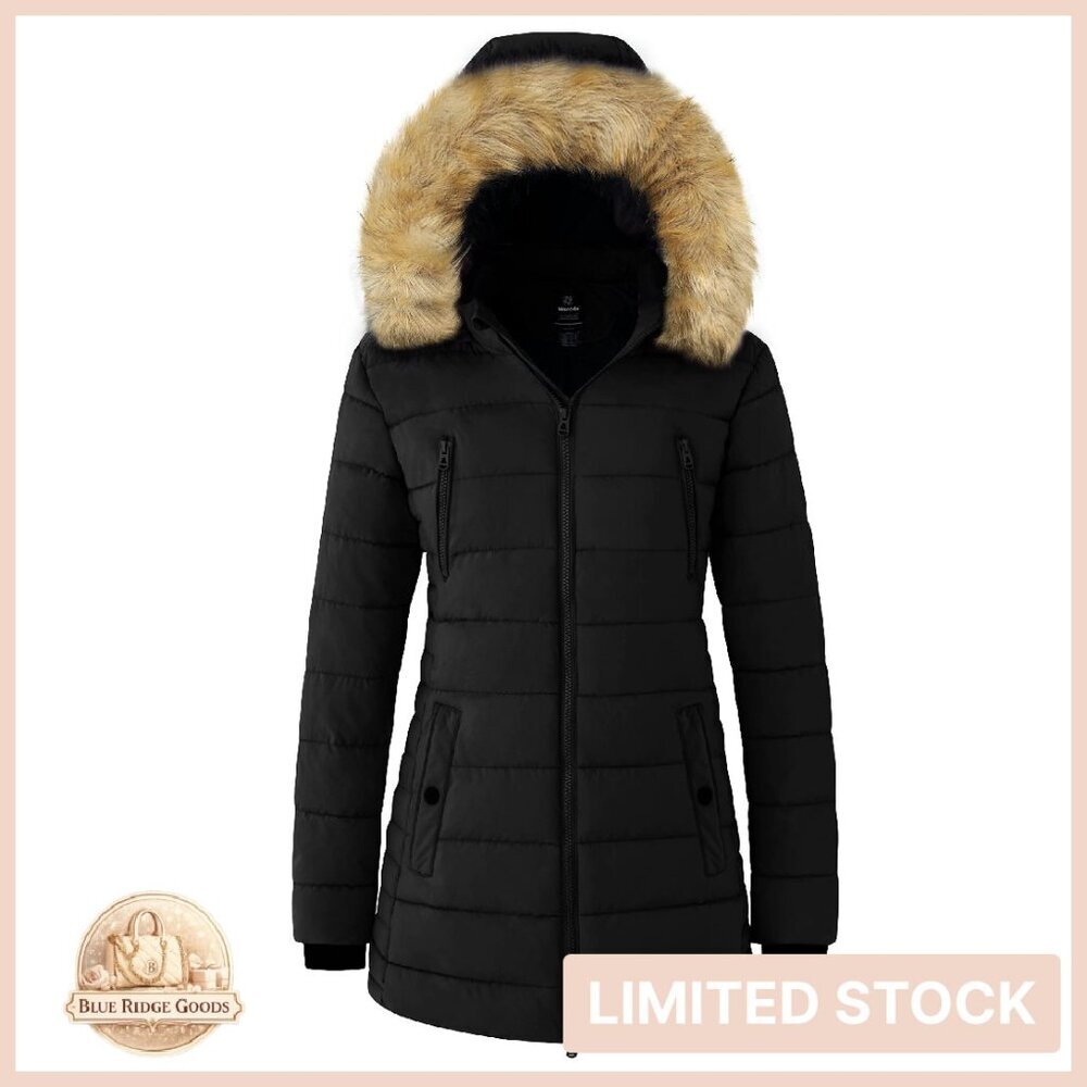 Women's Warm Winter Puffer Parka with Fur Trim Hood Heavy Coat